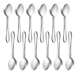 12-Piece Teaspoons, E-far 6.7 Inches Stainless Steel Spoon Set for Home Kitchen Restaurant, Mirror Polished, Dishwasher Safe