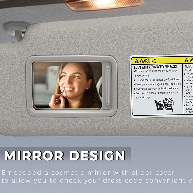 SCITOO Left Driver Side Gray Sun Visor Assembly fit for
