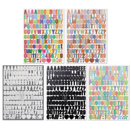 YS-041 English Number Stickers [A Set of Uppercase and Lower Cases] Alphabet Symbols Decoration, Large Capacity, 5 Types, 3 Sheets Each, 15 Sheets Total, 15 Sheets Included