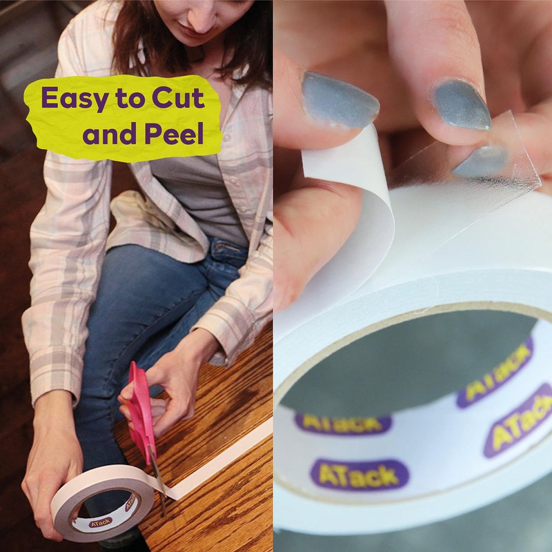 ATack Extra Sticky Clear Double-Sided Tape, Removable, 2-Inch x 20-Yards