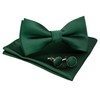 JEMYGINS Men's Adjustable Handmade Silk Square Bow Tie Cufflinks with