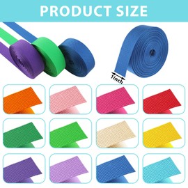 12 Rolls of Webbing Straps for Bags, 12 Colors of Lawn Chair Webbing, Tough Webbing Straps for Bags for Indoor and Outdoor DIY Gear Repair, Furniture, Lawn Chairs, Upholstery, Etc. (5 Yd/Roll)