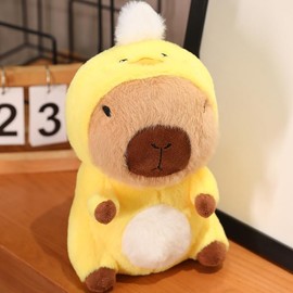 WUFUVAP Cute Capybara Plush Wearing Duck Costume Kawaii Capybara Stuffed Animal Soft Stuffed Capibara Toy Birthday Gifts Party Decoration for Kids (Yellow)