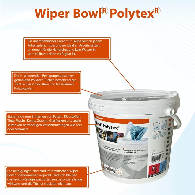 ZVG zetClean 50130-001 Wiper Bowl Polytex Reinigungstücher, blau, 25 x