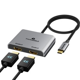 THANDBLE USB C to Dual HDMI Adapter (4K@60Hz) Type C (Source) to HDMI(Display) Splitter and USB C Converter Supports Extended Display of Dual Monitors, for MacBook, LenovoYoga, Thinkpad, Dell XPS,etc