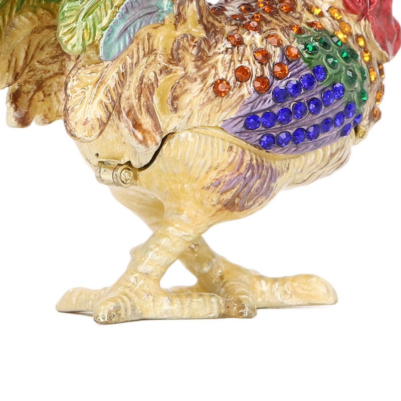 Rooster Trinket Box Embedded Rhinestone Alloy Bright Colors Wide Application