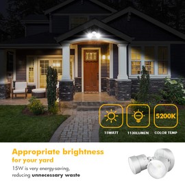 LUTEC P6221W 1130 Lumen 15 Watt 28 LED Dual-Head Flood Light Outdoor, Waterproof Exterior Security Wall Light for Patio, Garden,Yard-White