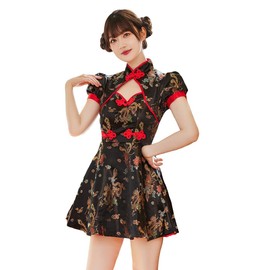 Bright Lara cos055-BK-XL Women's Halloween Cosplay Costume, China Clothing, China Dress, Halloween Cosplay, Mini Length, Chinese Style,