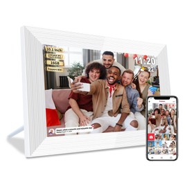 Frameo Digital Picture Frame WiFi 10.1 Inch Digital Photo Frame, 16GB Memory, 1280 * 800 HD Touch Screen, Auto-Rotate, Pictures Videos Instantly, Wedding,Supports SD Card and USB Flash Drive-White