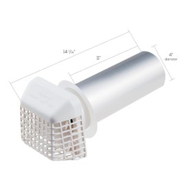 Deflecto Supurr Guard Louvered Dryer Vent Hood with Pipe and Collar, White and Silver, 4” (GVHAW4)