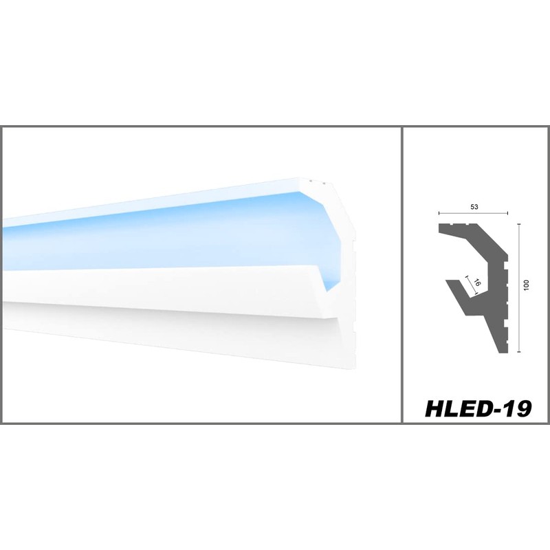 HEXIMO LED Stucco Strips 2-in-1, Indirect Illuminated Ceiling Mouldings XPS