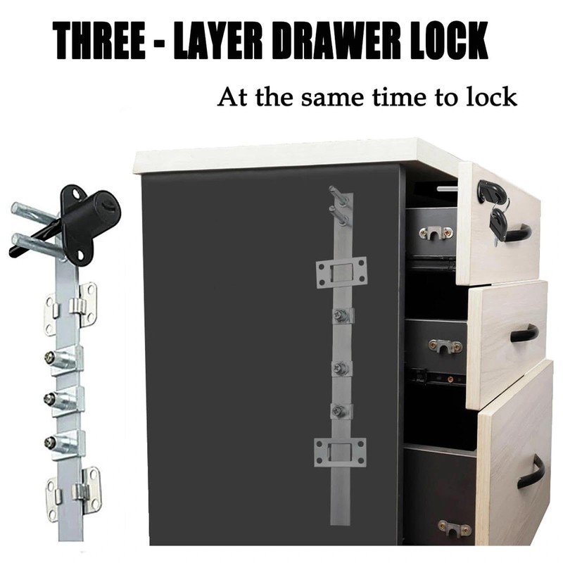 2 Piece Cabinet Plunger Lock Furniture Desk Drawer Plunger Locks