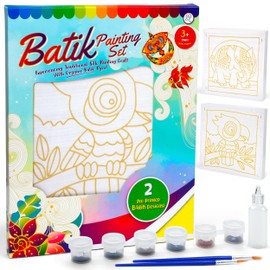 Malaysian Batik Organic Colors Painting 2-in-1 Kit (Parrot, Elephant) - Art Craft Painting Activity Kit Set for Adults and Kids