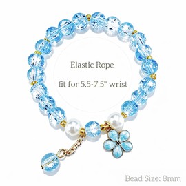 CINSKYING Healing Crystal Beaded Bracelet with Five Leaf Clover Charm (C3)