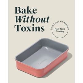 Caraway Nonstick 9” x 6.5” Small Rectangle Baking Pan Duo – Non-Toxic, PTFE & PFOA Free – Aluminized Steel Core – Deep Ceramic Baking Pan for Casseroles, Lasagna & More - Perracotta