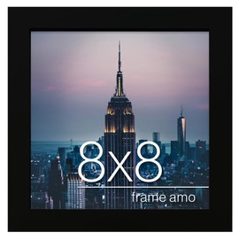 Frame Amo 8x8 Black Modern Picture Frame, 1 inch Border, Acrylic Front, for Wall or Table