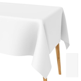 White Tablecloths, Pack of 2, 137 x 274 cm, Party Tablecloths Made of Plastic, Rectangular Tablecloths, for Picnics, Birthdays, Weddings, Buffet Decorations