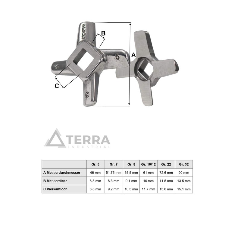 Wolfcut Inox Cross Blade Compatible/Replacement with Meat Grinder GGG 22/TS,
