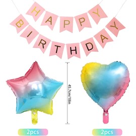 Apradas Baby Girl 10th Birthday Decorations Gradient color Age 10 Birthday Balloons with Happy Birthday Banner for Baby showers Tenth Birthday Party Supplies for Girls Boys (10th-Birthday)