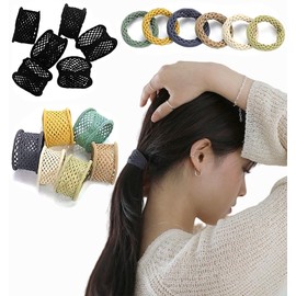 BetterJonny Hair Rubber Set of 12, Korean Style, Stylish, High Elasticity, Non-marking Hair Accessories, Women's, Simplified, Solid, Elegant (Black, 6 Pieces, 6 Colors)
