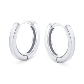 Simple Basic Thin Flat Huggie Hoop Kpop Earrings For Women For Men Hinge Polished .925 Sterling Silver