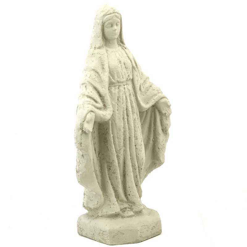 Traditional Virgin Mary Statue: Solid Durable Stone Statue with Distressed
