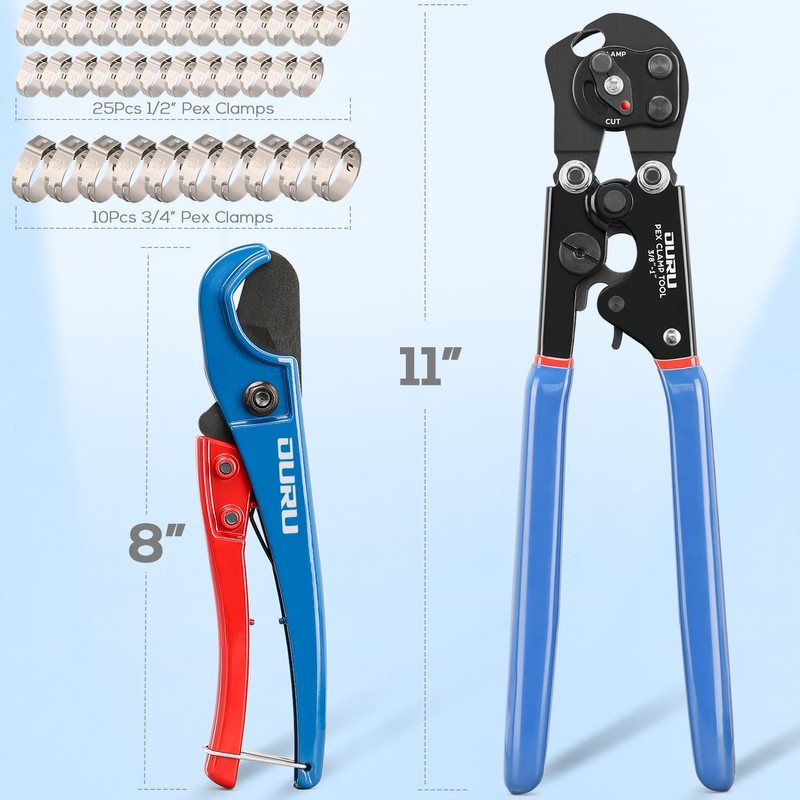 OURU 2 IN 1 Ratchet Pex Crimping Tool Cinch and