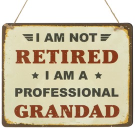 Gifts for Grandad Birthday Gifts Wooden Hanging Plaque Presents for Grandad I'm Not Retired I Am a Professional Grandad Christmas Retirement Gift Fathers Day