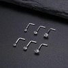 Thunaraz 925 Sterling Silver Nose Studs, 20G L Shaped Nose