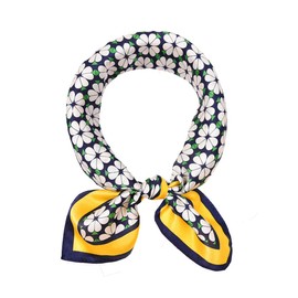 ANDANTINO 100% Small Square Pure Mulberry Silk Scarf -21'' x 21''- Breathable Lightweight Neckerchief -Digital Printed Scarf (Little flowers)