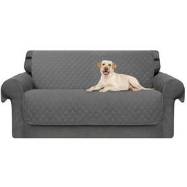 CHUN YI Sofa Slipcover Reversible Loveseat Cover for Dogs Quilted Couch Cover with Elastic Washable Straps Furniture Protector for Living Room for Cat Pets Kids Children (Light Gray, Loveseat)