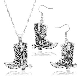 Cowboy boot necklace, cowgirl jewelry, Cowgirl boot necklace, Cowboy boot necklace for women, Cowboy boot necklace, Silvery cowboy boot necklace, Cowboy necklace for women, Cowboy hat necklace