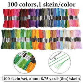 CABODYALS 100 Strang Stickgarn Buntes Set Regenbogen Kreuzstichgarn Mehrfarbig Polycotton 6 Stränge Freundschaftsarmbänder Garnschnur Zum Nähen Herstellen Nähen Häkeln Basteln