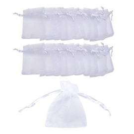 Gunwon 20Pcs Small White Organza Gift Bags, 2.76"x3.54" Jewellery Pouches Organza Bag, Drawstring Bags, Wedding Jewelry Pouches Perfect For Party Supplies, Christmas, Birthday, Anniversary