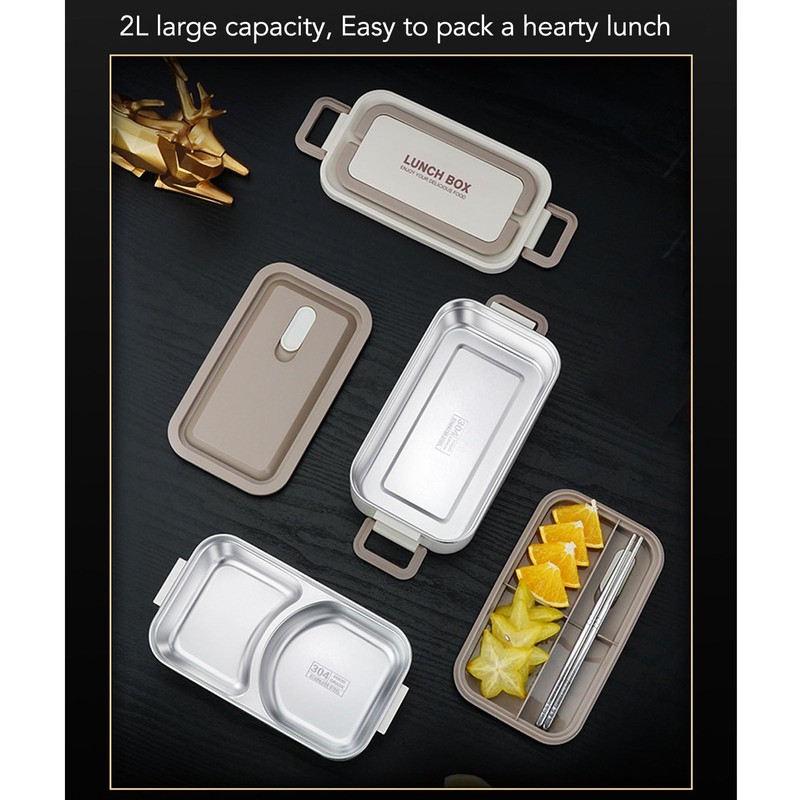 2 Tier Stackable Box, Leakproof Insulated Containers with 304 Stainless