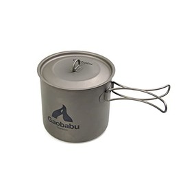 Gaobabu SOLO1100 Titanium Pot (with Lid and Thick Mesh Bag), Titanium, Lightweight, Compact, Durable, With Drain Hole, Memory, Suitable for Direct Flames