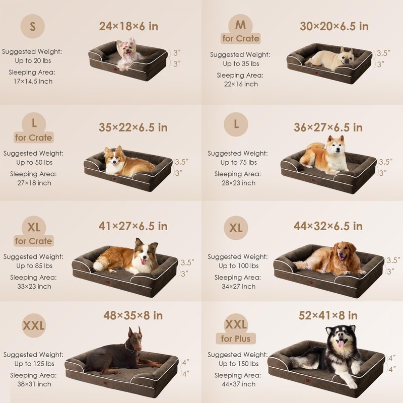 EHEYCIGA Orthopedic Dog Bed for Small Dogs, Waterproof Memory Foam