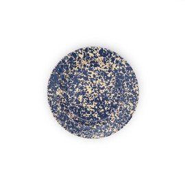 Crow Canyon Home Enamelware Flat Salad Plate, 8 inch, Navy and Cream Splatter, Set of 4