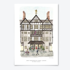 Me Loovely London Shopping Set of 5 Printed Cards Watercolour Artwork Postcards for Office Desk School Coffee Table & Wall | Christmas Gifts (A6 Size)