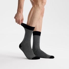 VRD SOCKS Mens Dress Socks, Bamboo Socks for Men, Striped Design, Shoe Size 8-13 (Black, 5-Pairs)