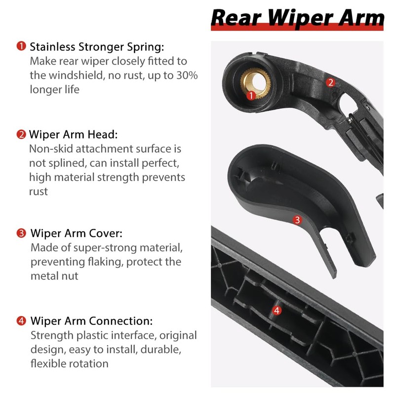 OTUAYAUTO Rear Wiper Arm and Blade Set - Replacement for