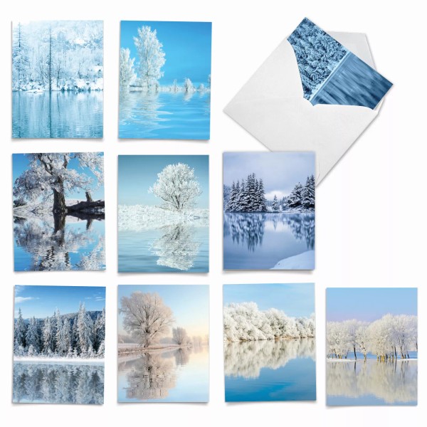 Nobleworks 10 Seasons Greetings Cards Assorted - Tree-flections AM6134SGG-B1x1