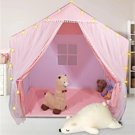 Kids Play Tents Indoor Outdoor Toddler Tent Kids Playhouse Tent Large Kids Tent Castle (Pink)