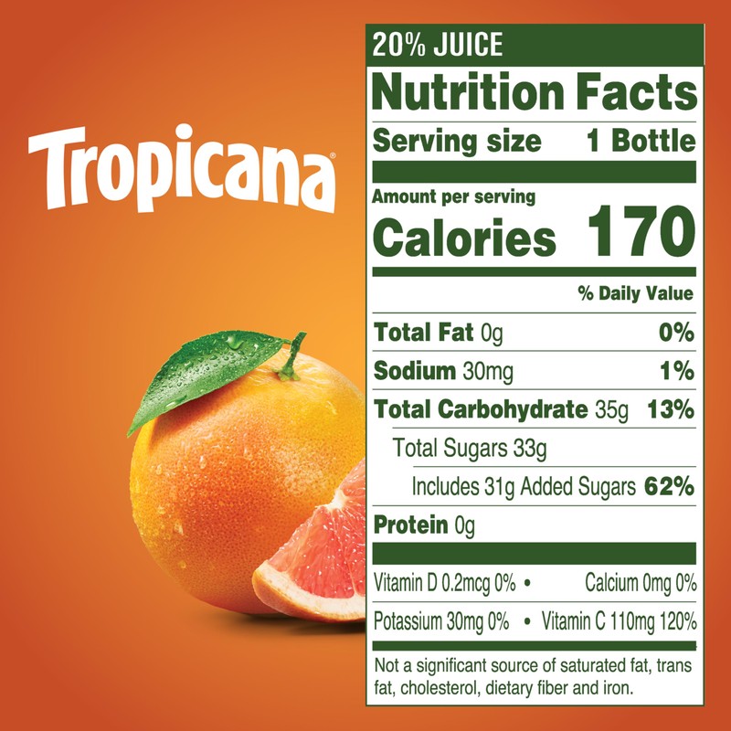 Tropicana Ruby Red Grapefruit Juice Drink, 15.2 fl oz Bottles,