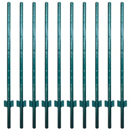 ARIFARO Fence Posts 4.8 Feet Sturdy Duty Metal Fencing Poles, Pack of 10, No Dig Garden U Post for Wire Fencing Steel Post for Yard, Outdoor Wire