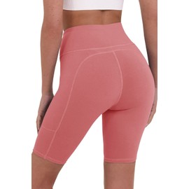 TCA Women's Equilibrium Yoga Workout Athletic Gym Running High Waisted Short with Phone Pocket - Dusty Rose, S