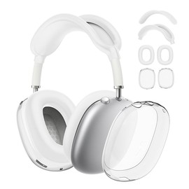Silicone Case Cover for AirPods Max Headphones, Full Protection Clear TPU Ear Cups Silicone Ear Pad Headband Covers Anti-Scratch Anti-Fingerprint Fits AirPods Max 2024 2020 (White)