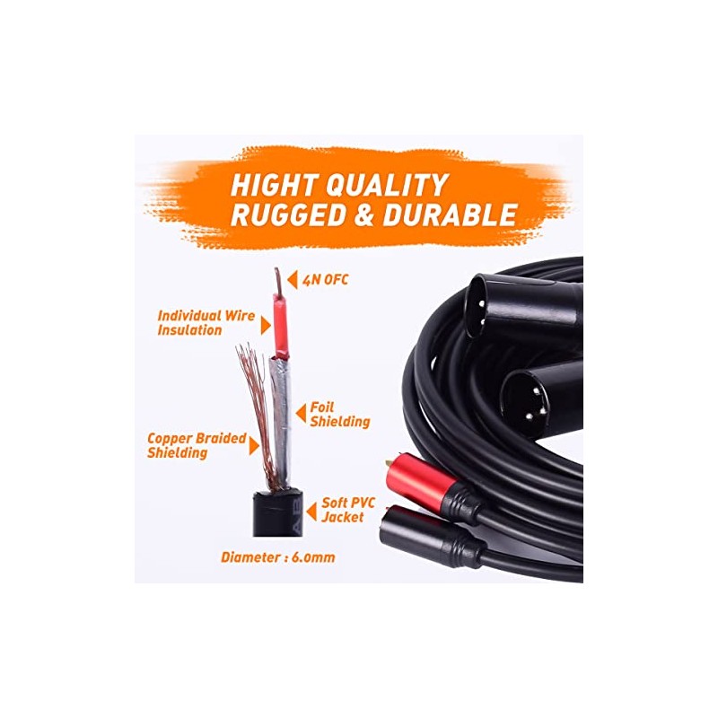 Cable de XLR macho dual a RCA 50 pies, cable