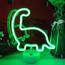 JYWJ Neon Signs With Holder Base,USB or 3-AA Battery Powered Neon Light,LED Desktop Wall Decoration,Various Parties,Decoration Of Business Premises (Dinosaur)