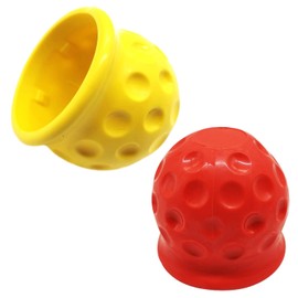 2 Pieces Trailer Ball Joint Cover Dust Protection Cover Wear-resistant Trailer Ball Joint Cover Towing Hitch Cover Trailer Ball Joint Cover for Truck Boat Car (Yellow, Red)